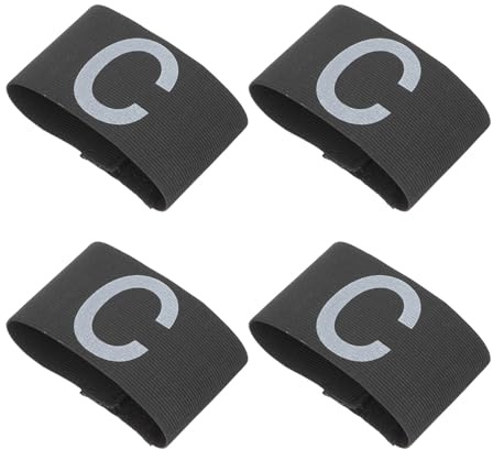 EXHUMKY Lot de 4 Brassards de Capitaine Noirs en Tissu Résistant à l'usure, Bandeau de Bras Professionnel pour Football et Basketball, Accessoire Pratique et Portable pour Groupe