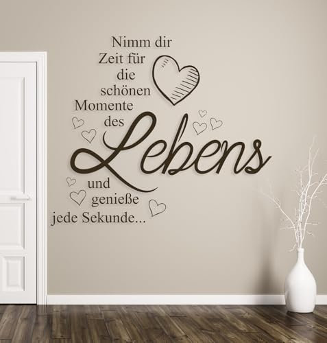 tjapalo® a51 Wandtattoo nimm dir Zeit für die schönen Momente wandtattoo wohnzimmer spruch zitate Wandsticker Flur und Diele wanddeko Wohnzimmer modern, Farbe: Schwarz, Größe: H70xB58cm