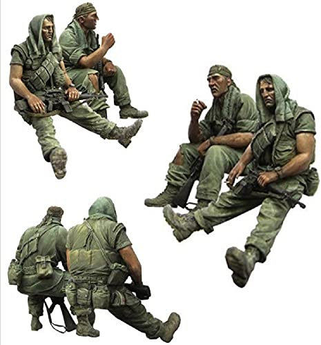 Risjc 1:35 Vietnamkrieg US Army Resting Resin Soldier Modell (2 Personen) unbemalt und unmontiert Miniaturmodellbausatz/R49188