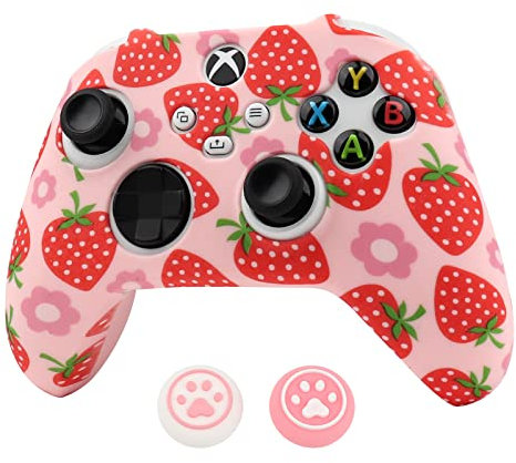 RALAN Anti-Slip Silicone Controller Cover for Xbox Series Gamepad Joystick with 2 Cute Thumb Grip Caps