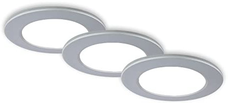 BRILONER - 3er Set Bad Einbaustrahler LED mit Fernbedienung, einstellbar von warmweiß bis kaltweiß, dimmbar, LED Spot, Deckenspots, Spots, Einbauleuchten, Einbauspots, 92x45 mm, Chrom-Matt