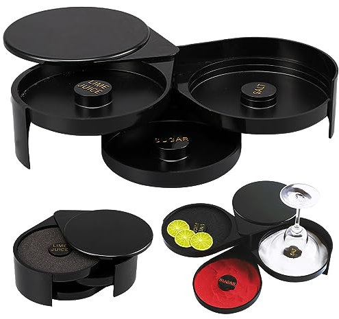 SMELEYOU Margarita Salt Rimmer Set en verre à 3 niveaux Rimmer pour cocktail Salt Plastic Rimmer Dish pour tenir le jus de citron vert, sucre, barre de bar pour boissons