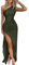 Memoriesea Vestido Largo Sexi con un Hombro Descubierto para Mujer, para cóctel, Boda, Fiesta, Verde Militar, S