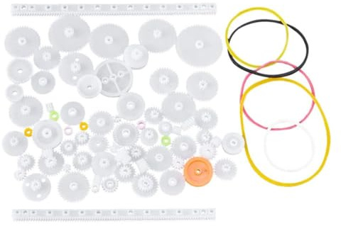 LEEQ Juego de Engranaje de Plástico - Juego de poleas de Correa Dentada, Engranaje de Motor Juego de Ruedas Modelo de Automóvil para Robot Coche Motor de Juguete DIY, 75 Tipos