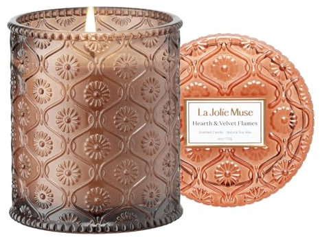 La Jolíe Muse Duftkerze im Glas Hearth Velvet Flames, Kerzengeschenke für Frauen & Männer Zhause 55 Stunden Brenndauer, 170g