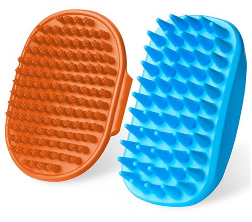 JAONLD Lot de 2 brosses pour chat pour chien, élimination de la saleté et du pelage lâche, massage confortable, poignée d'anneau, brosse pour chien pour animaux de compagnie à poils longs et courts