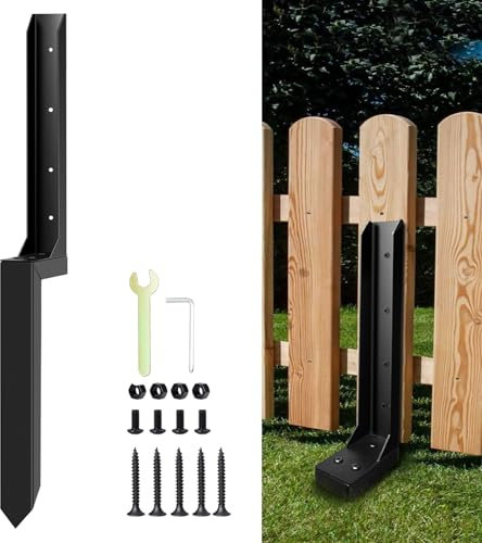 1 PCS Kit de Réparation de Poteaux de Clôture épais, Support de Poteau en Acier Robuste pour poteaux de Clôture en Bois inclinés ou cassés 80 * 40 cm - Noir