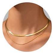 ALEXCRAFT 2 PCS Schlangenkette Gold Halskette Damen Edelstahl Schlangen Kette Flache Kette Verstellbare Feine Dicke Schlangen Choker Kette Länge 36/40+5cm Kette Frauen Schmuck