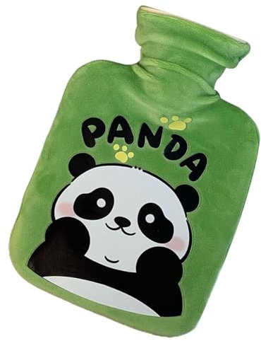 Bolsa de agua caliente con diseño de panda al azar, botella de agua de 1000 ml, adecuada para dolores de cuello y hombros, mantiene las extremidades calientes, adecuada para mujeres, ancianos y niños,