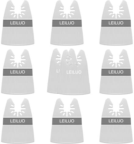LEILUO Paquete de 10 cuchillas rascadoras oscilantes multiherramienta, 8 cuchillas endurecidas y 2 flexibles para eliminación de sellador de pintura compatible con DeWalt Makita Ryobi y más