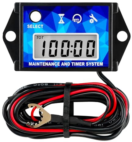 RileyFine RQ-HM026C Digital varvräknare, totaltimmar, SVC-påminnelser, vattentät IP68, för bensinmotorutrustning som gräsklippare, traktorer, vattenskotrar, marina båtar, utombordsmotorer (blå)