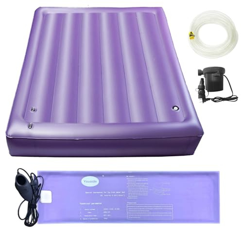 Materasso ad acqua 50% a onda media, resistente letto ad acqua in PVC con pompa ad aria, tubo dell'acqua e riscaldatore, comodo e pieghevole, design ergonomico (Full - 54 x 75 pollici)