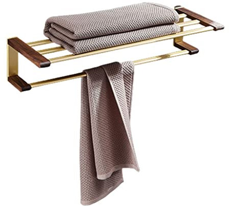 Handtuchhalter Handtuchhalter für Badezimmer Walnussholz Handtuchhalter Badezimmer Doppelhandtuchhalter Stange Regal Wandmontierter Handtuchhalter Space Aluminium Handtuchaufbewahrungsregal Handtuchre