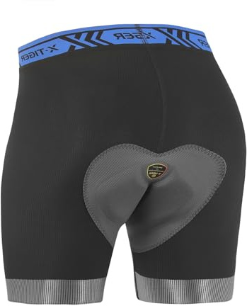 X-TIGER Pantaloncini Ciclismo Uomo Spugna Imbottito Pantaloni MTB Bici | Traspirante Biancheria Intimo Mutande Einteiliger Glatter Stoff Rutschfeste Hosenbeine Hohe Elastizität Schnelltrocknend