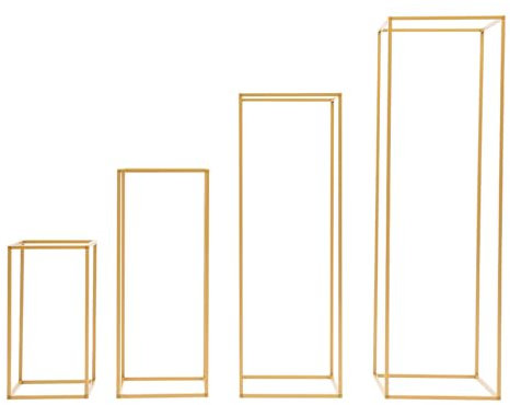 Juego de 4 piezas de soporte geométrico de metal dorado para flores, jarrón de suelo alto, columna geométrica de flores, conectores pequeños, para la decoración de bodas, fiestas de cumpleaños