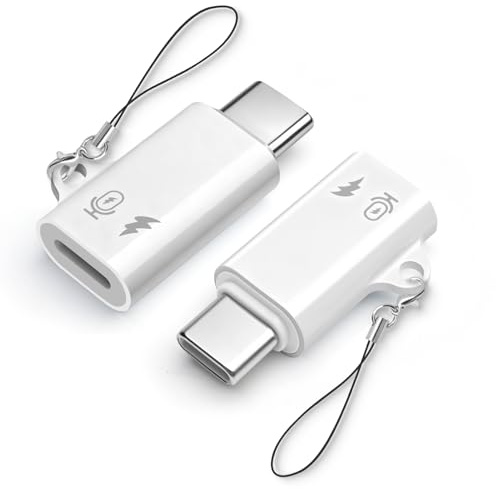 HAUXGOGO USB-C to Lightning Wireless Lavalier Microphone Adapter (2-Pack), Male USB-C to Female Lightning, Compatible for Microphone/Charging