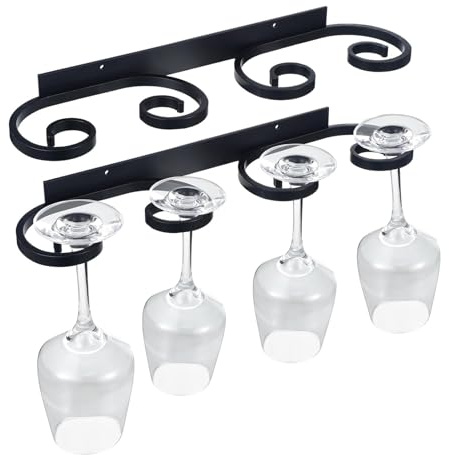 Vinglashållare, Väggmonterat Vinglasställ Svart 17,2-38,4x9,5 Cm Förpackning Om 2(38.4x9.5cm)