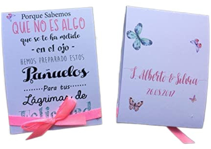 Pañuelos de papel para Bodas. Lágrimas de Felicidad para los que lloran. 30 unidades