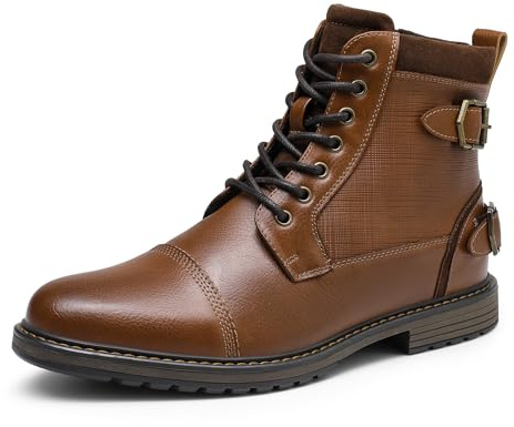 Bruno Marc Bottes de Moto pour Hommes avec Doublure Chaude Bottes Classique et Elégante,Size 44.5,Chameau,Philly_10