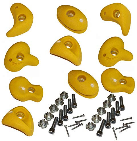 Garden Games Climbing Wall Holds Pack of 10 High Grip Poly Resin Climbing Stones (Yellow, 10 Pack)