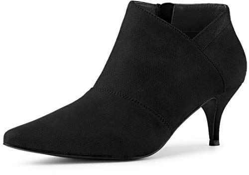Allegra K Women's Pointed Toe Kitten Heel Cutout Ankle Boots Black 6.5 UK/Label Size 8.5 US