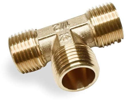 Tee Adapter 1/2 Male x 1/2 Male x 1/2 Male Pipe Thread Adapter Fittings Brass Connector T Adapter