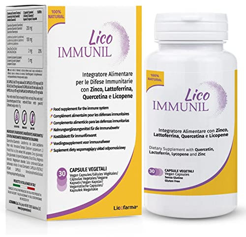 Lico Immunil Integratore con Quercetina e Lattoferrina Utile per Rinforzare il Sistema Immunitario e le Difese dell'Organismo | 30 capsule