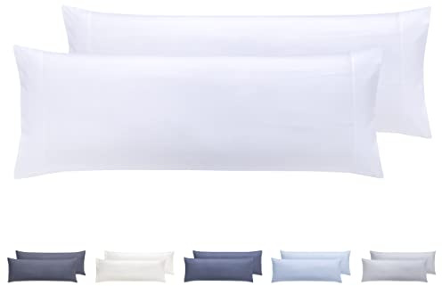 Todocama – Juego de 2 Fundas de Almohada, Microfibra Extra Suave, hipoalergénicas. Juego de 2-105x40 cm Blanco