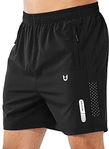 NORTHYARD Men's Athletic Running Shorts Gym Workout Shorts 7/ 9/ 5 Quick Dry Lightweight Sports Basketball Exercise Tennis Exercise Black-5inch L