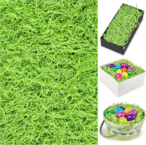 JOYIN 12oz(340g) Ostergraspapier Shred (hellgrün) für Osterkorbfüllung, Ostergeschenkverpackung, Osterpartydekoration, Ostereiersuche, Osterfeier Gefälligkeiten