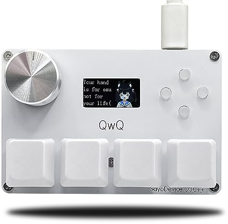 BTXETUEL SayoDevice O3C++ OSU Keyboard Rapid Trigger Hall Switches Magnetic Linear Switches Keyboard with Knob and Screen,Copy Paste,Shotcut,Macro Hotswap Mini Keypad (White)