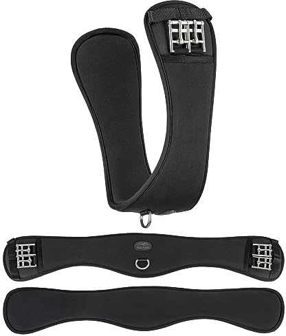 Equinate Fremont Sangle courte avec mousse à mémoire de forme 20 mm 30 cm – Sangle abdominale anatomique, sangle de dressage, sangle de selle noire