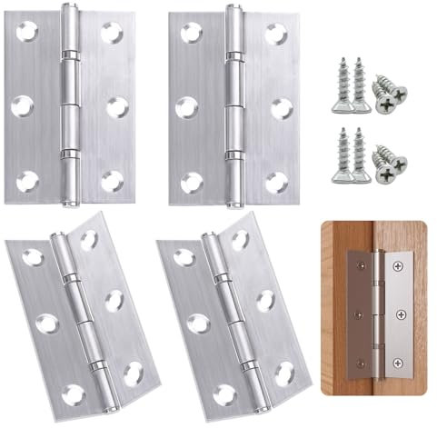 Anstore Stainless Steel 3 Inch Door Hinges - Fire Rated, 7.3mm Bearing Diameter, 24 Screws, for Windows, Cabinets, Wooden Boxes