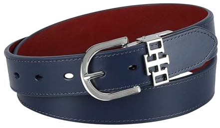 Tommy Hilfiger Cinturón casual reversible para mujer, azul marino y rojo, XL