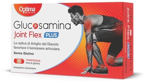Glucosamina Joint Flex Plus, 30 compresse con Glucosamina, Condroitina, Artiglio del Diavolo e MSM, per il benessere delle articolazioni Optima Naturals