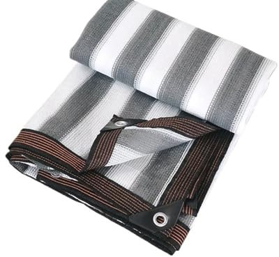 OZLCUA Balkonsichtschutznetz Schönes Streifen-Sonnenschutznetz, Gartenpavillon, Sonnenschutz, Schattentuch, Balkon, Sichtschutz, Zaun, Netz, Pool-Markise Sichtschutz(Grey White,0.9x5m)
