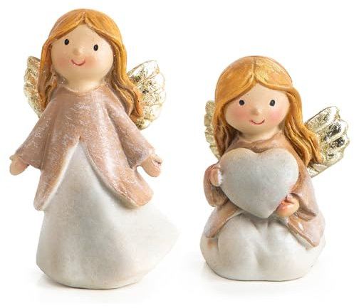 Logbuch-Verlag 2 kleine Schutzengel Engel Figur Mini-Geschenke für Kinder, Kunden & Gäste Kommunion Give-Away Glücksbringer 7,5 cm