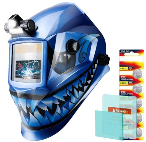 TRQWH Welding Helmet with Light True Color Auto Darkening Welding Helmets for Men Solar Powered Welding Hood with 2 Arc Sensor Wide Shade 4/9-14 for TIG MIG ARC Cool Welder Mask