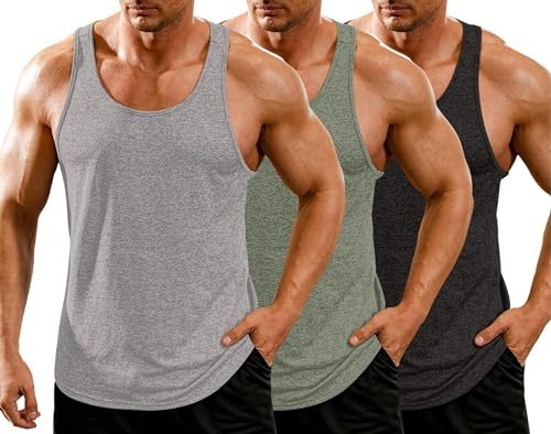 COOFANDY Men Qucik Dry Workout Tank Tops Y-Back Muscle Shirt Gym Bodybuilding T-Shirts Fitness Tanks Athletic Tee