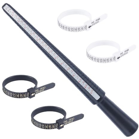 UNICRAFTALE 1Pc Outil de Mesure pour Taille de Bagues Mandrin Plastique avec 4Pc 2 Couleurs Baguettes de Mesure pour Création de Bijouts avec Mandrin de Taille pour Mesure Précise de Taille de Bagues