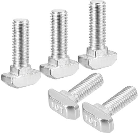 QUARKZMAN 30Pcs Pernos Ranura En T, M8 X 25mm Perno Cabeza Martillo Tornillo En T Espárrago Inserción Para Perfil Extrusión Aluminio Ranura En T Serie 4545, Acero Inoxidable 304, Plateado