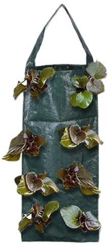 Borsa per piantare, cestini da giardinaggio verticali, fioriera sospesa a 8 fori, materiale salvaspazio e traspirante, facile installazione e riutilizzabile, 60 x 24 cm, per giardinaggio all'aperto e