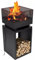 Muntel Feuerkorb mit Funkenschutz, Feuertonne, Holzofen,feuerschalen, Deko Terrasse, Außenofen, Gartenkamin, Aufbewahrung, Firepit, Stahl, 39 x 39 x 85 cm