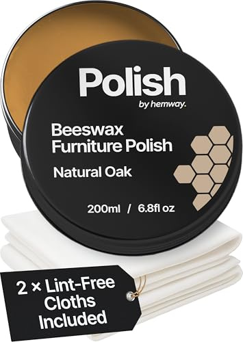 Natural Oak Beeswax Furniture Polish 200 ml / 6.8 fl oz, & 2 Lint-Free Cloths, Natural Furniture Wax for Wood Protection, Modern & Antique, Wood Wax for Furniture, Restores & Protects, Long-Lasting
