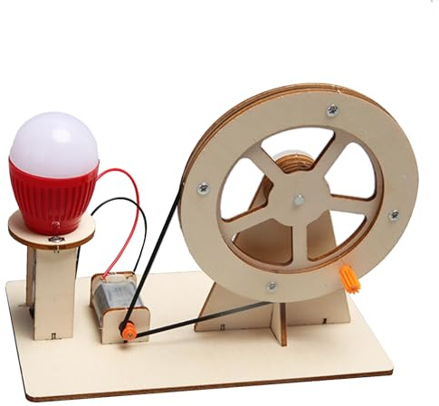 Kit de ciencia de generador de madera - de aprendizaje de electricidad, dispositivo de experimento de energía manual | Juego de enseñanza de física con bombilla para aula, estudio en casa, dem