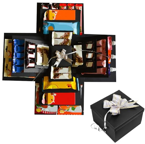 Larfraecy 5 Layer DIY Explosion Gift Box with Tape&Ribbon,Creative Exploding Boxes Surprise Explosion Box for Snack and Photo,Scrapbooking Folding Gift Boxes,Anniversary,Valentine's Day,Birthday Gifts