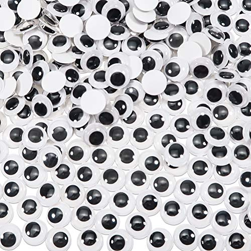 TOAOB 300 Piezas 12 mm Adhesivos Ojos Móviles Negros de Plástico Redondo Autoadhesivo Utilizados para Manualidades de Scrapbooking Accesorios