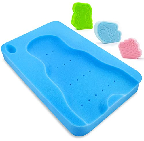 Baby Bath Sponge Soft Infant Bath Mat Newborn Cushion (Blue)