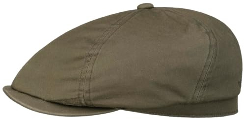 Stetson Cotton Twill Flat Cap Damer/Herrar - bomullskeps keps med skärm, foder Sommar Vår-sommar - L (58-59 cm) olivgrön