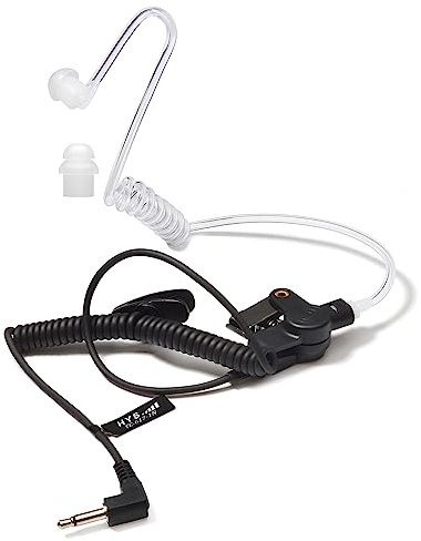 HYS Ohrhörer Schallschlauch 3,5 mm transparent inkl. Halteclip höre nur zu In-Ear Kopfhörer Security Headset für Funkgerät (1er Set+S, Schwarz)